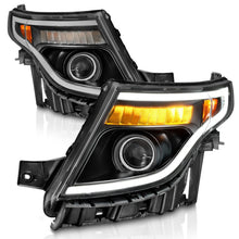 Load image into Gallery viewer, ANZO 11-15 Ford Explorer (w/Factory Halogen HL Only) Projector Headlights w/Light Bar Black Housing - Black Ops Auto Works