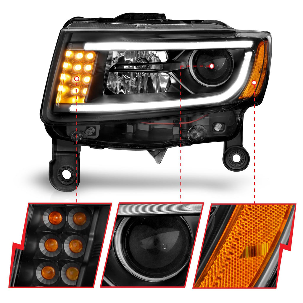 ANZO 111329 plank style black projector headlight pair