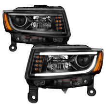 Load image into Gallery viewer, Close-up of ANZO projector lens and black housing plank style detail