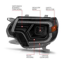 Load image into Gallery viewer, ANZO 12-15 Toyota Tacoma Projector Headlights - w/ Light Bar Switchback Black Housing ANZO ANZ111556