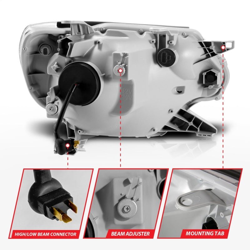 ANZO 12-15 Toyota Tacoma Projector Headlights - w/ Light Bar Switchback Black Housing ANZO ANZ111556