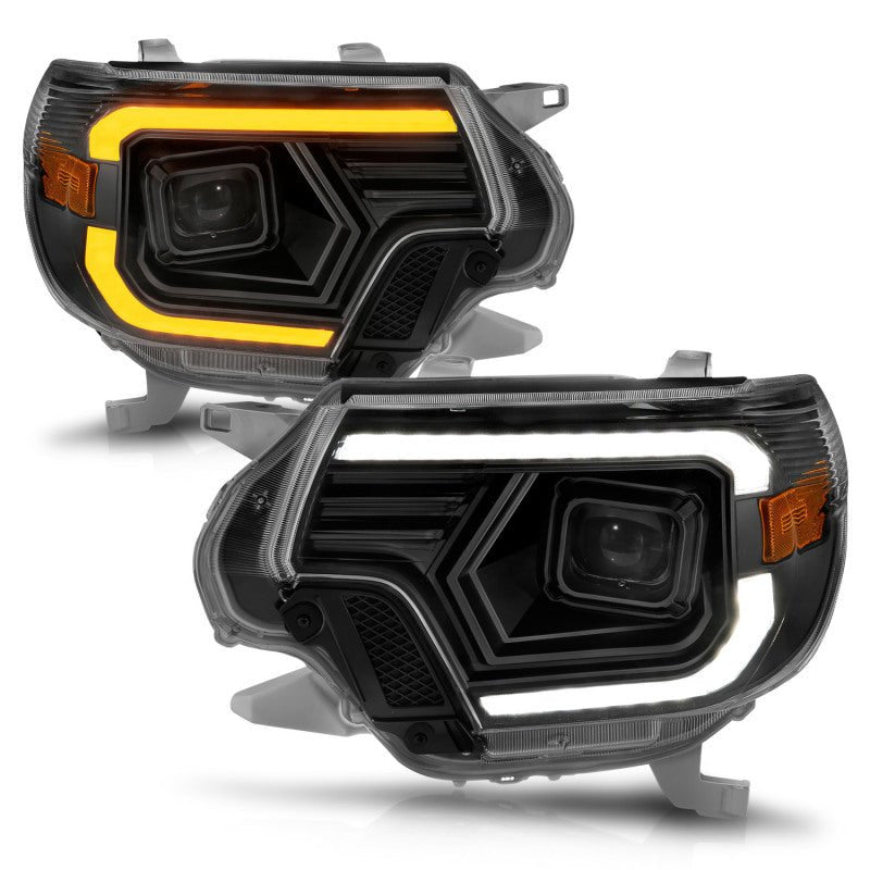 ANZO 12-15 Toyota Tacoma Projector Headlights - w/ Light Bar Switchback Black Housing ANZO ANZ111556