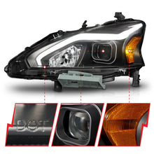 Load image into Gallery viewer, ANZO 13-15 Nissan Altima (w/o Factory HID Bulbs) Projector Headlights - w/ Light Bar Black Housing - Black Ops Auto Works