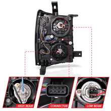 Load image into Gallery viewer, ANZO 14-15 Chevrolet Silverado 1500 Projector Headlights w/ Plank Style Switchback Black w/ Amber - Black Ops Auto Works