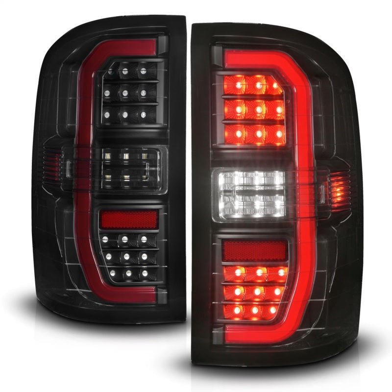 ANZO 14-18 GMC Sierra 1500 Full LED Taillights Black Housing Smoke Lens (w/C Light Bars) - Black Ops Auto Works
