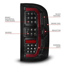 Load image into Gallery viewer, ANZO 14-18 GMC Sierra 1500 Full LED Taillights Black Housing Smoke Lens (w/C Light Bars) - Black Ops Auto Works