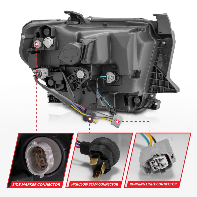 ANZO 14-21 Toyota Tundra (OE Halogen w/LED DRL) LED Crystal Headlights w/ Switchback &amp; DRL - Blk ANZO ANZ111533