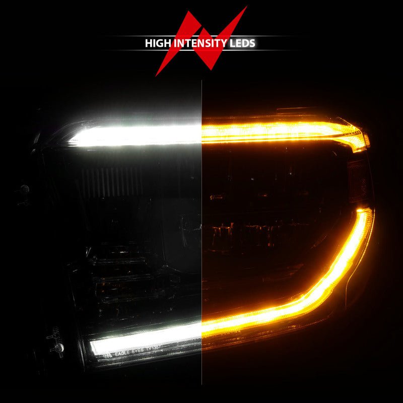 ANZO 14-21 Toyota Tundra (OE Halogen w/LED DRL) LED Crystal Headlights w/ Switchback &amp; DRL - Blk ANZO ANZ111533