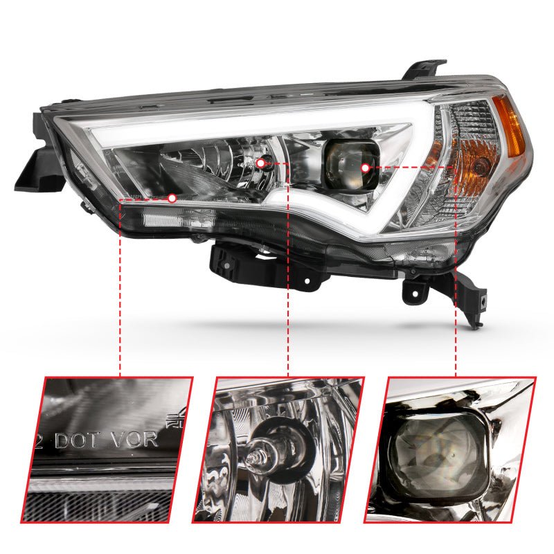 ANZO 14-23 Toyota 4 Runner Plank Style Projector Headlights Chrome w/ Amber ANZO ANZ111417
