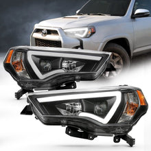 Load image into Gallery viewer, ANZO 14+ Toyota 4 Runner Plank Style Projector Headlights Black w/ Amber ANZO ANZ111416