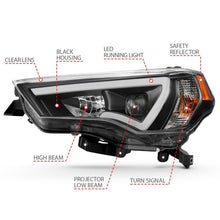 Load image into Gallery viewer, ANZO 14+ Toyota 4 Runner Plank Style Projector Headlights Black w/ Amber ANZO ANZ111416