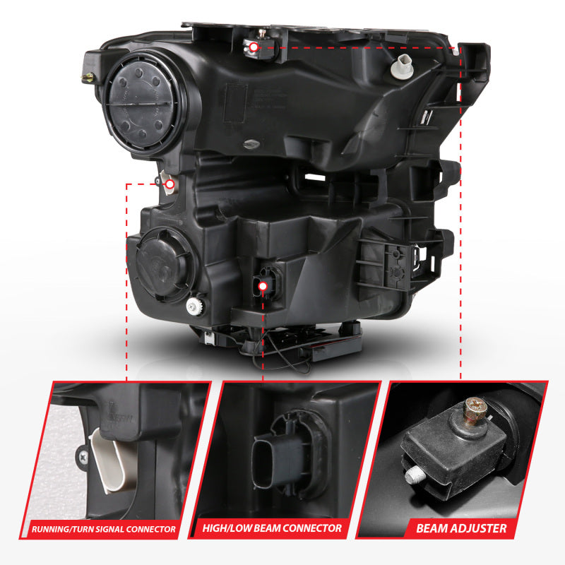 ANZO ANZO 15-17 Ford F-150 (Factory Halogen Model ONLY) Full LED Proj Headlights Init/SeqSig Black- Pair