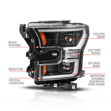 Load image into Gallery viewer, ANZO ANZO 15-17 Ford F-150 (Factory Halogen Model ONLY) Full LED Proj Headlights Init/SeqSig Black- Pair