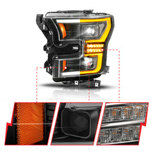 Load image into Gallery viewer, ANZO ANZO 15-17 Ford F-150 (Factory Halogen Model ONLY) Full LED Proj Headlights Init/SeqSig Black- Pair