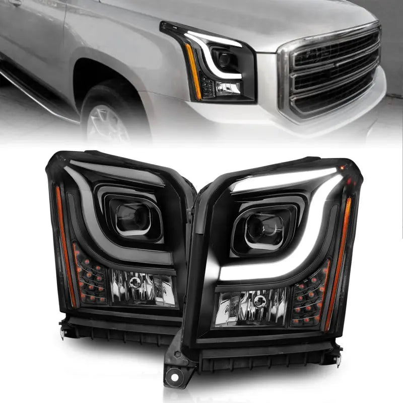 Anzo 15-17 GMC Yukon/Yukon XL Projector Headlights Black Housing/Clear Lens (w/ Light Bars) ANZO ANZ111535