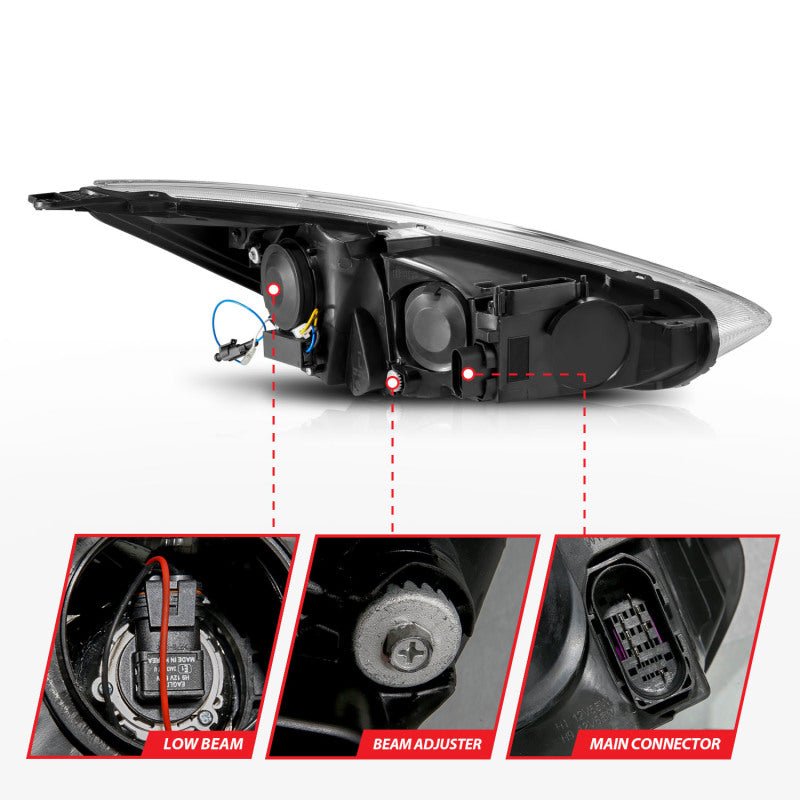ANZO 15-18 Ford Focus Projector Headlights - w/ Light Bar Switchback Black Housing ANZO ANZ121564