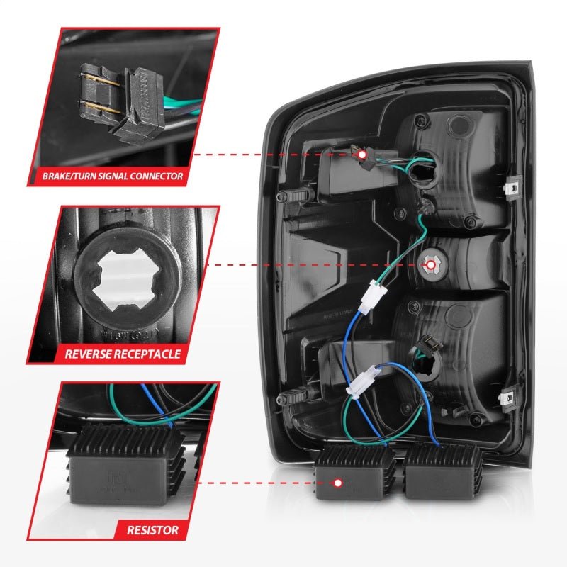 ANZO 15-19 Chevy Silverado 2500HD/3500HD (Factory Halogen Only) LED Tail Lights Black w/Clear Lens ANZO ANZ311423