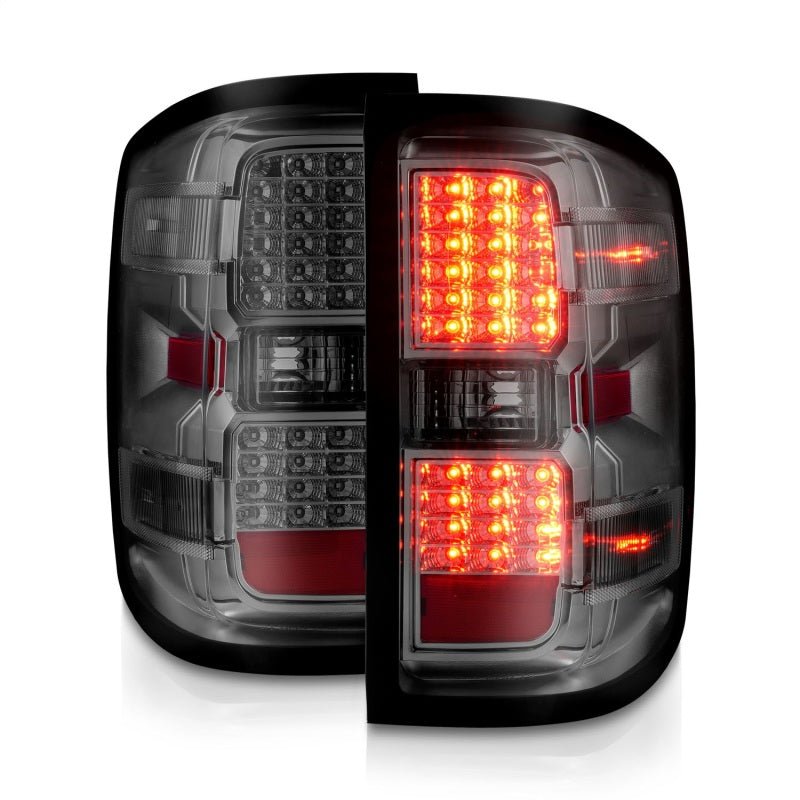 ANZO 15-19 Chevy Silverado 2500HD/3500HD (Factory Halogen Only) LED Tail Lights Smoke w/Clear Lens - Black Ops Auto Works