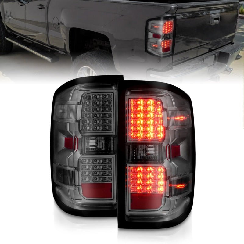 ANZO 15-19 Chevy Silverado 2500HD/3500HD (Factory Halogen Only) LED Tail Lights Smoke w/Clear Lens - Black Ops Auto Works