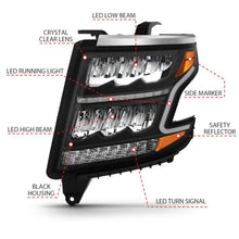 Load image into Gallery viewer, ANZO 15-20 Chevy Tahoe/Suburban LED Light Bar Style Headlights Black w/Sequential w/DRL w/Amber ANZO ANZ111478