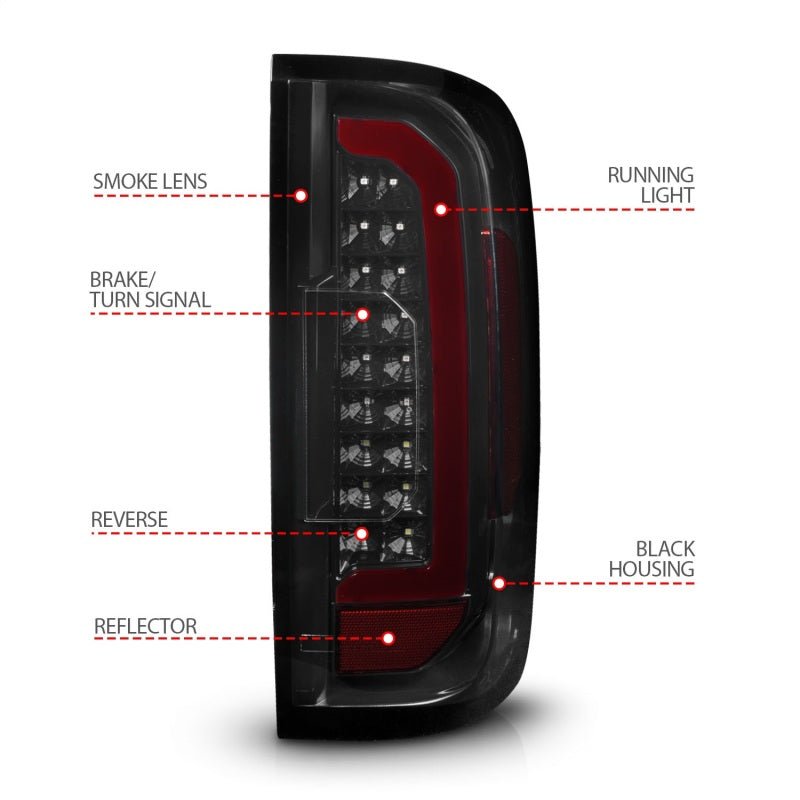 ANZO 15-21 Chevrolet Colorado Full LED Tail Lights w/ Red Lightbar Black Housing Smoke Lens ANZO ANZ311433