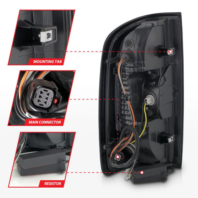 ANZO 15-21 GMC Canyon Full LED Tail Lights w/ Red Lightbar Black Housing Smoke Lens - Black Ops Auto Works