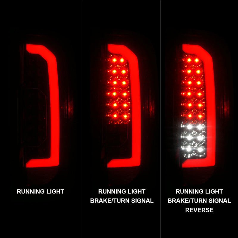 ANZO 15-21 GMC Canyon Full LED Tail Lights w/ Red Lightbar Black Housing Smoke Lens - Black Ops Auto Works