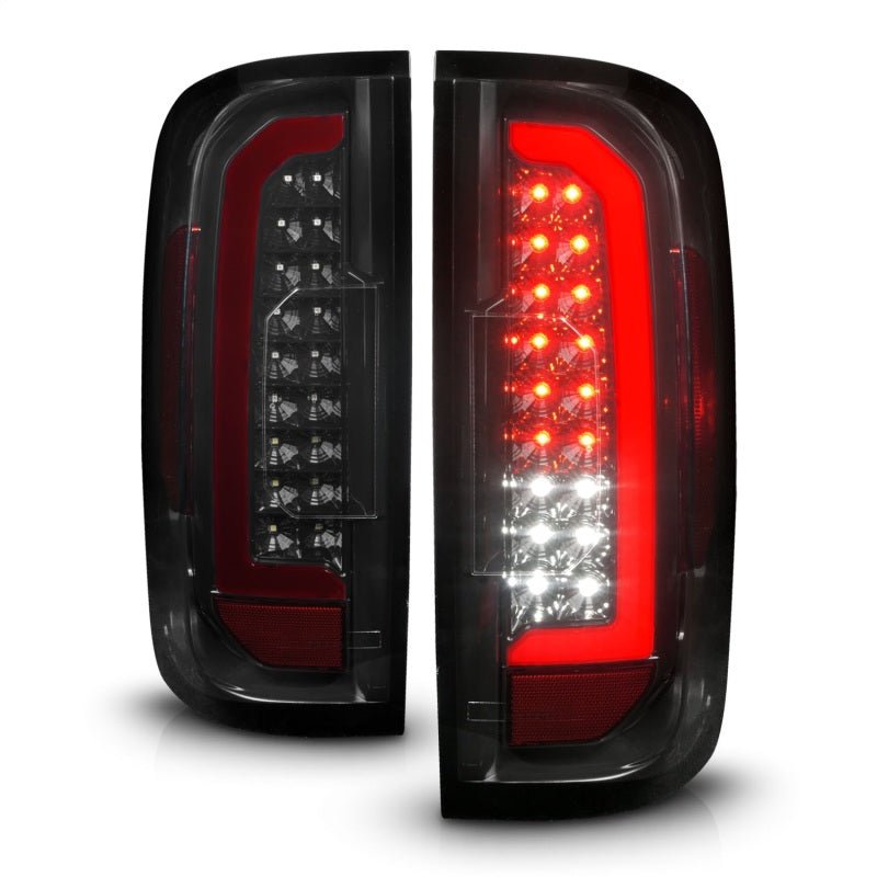 ANZO 15-21 GMC Canyon Full LED Tail Lights w/ Red Lightbar Black Housing Smoke Lens - Black Ops Auto Works