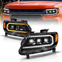 Load image into Gallery viewer, ANZO 15-22 Chevy Colorado Blk Housing Full LED DRL Projector Headlight w/ Sequential Light Bar ANZO ANZ111634