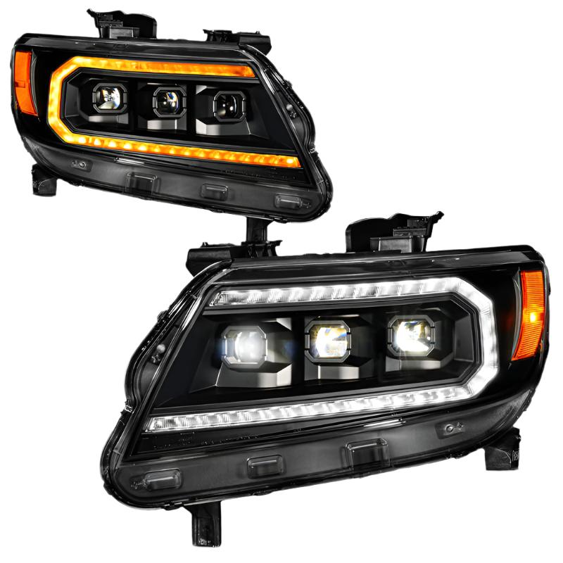 ANZO 15-22 Chevy Colorado Blk Housing Full LED DRL Projector Headlight w/ Sequential Light Bar ANZO ANZ111634