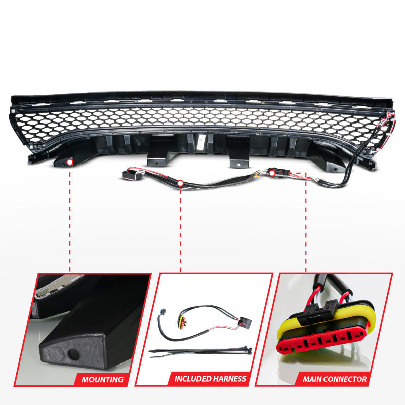 ANZO 15-23 Dodge Charger Black LED Grille w/ Initiation & Running Light/DRL Bar ANZO ANZ901028