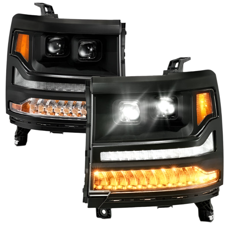 ANZO 16-18 Chevy Silverado 1500 (Factory HID Models ONLY) Full LED Proj Headlights Black - Pair ANZO ANZ111622A