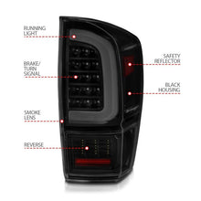 Load image into Gallery viewer, ANZO 16-21 Toyota Tacoma LED Tail Lights - w/ Light Bar Sequential Black Housing &amp; Smoke Lens - Black Ops Auto Works