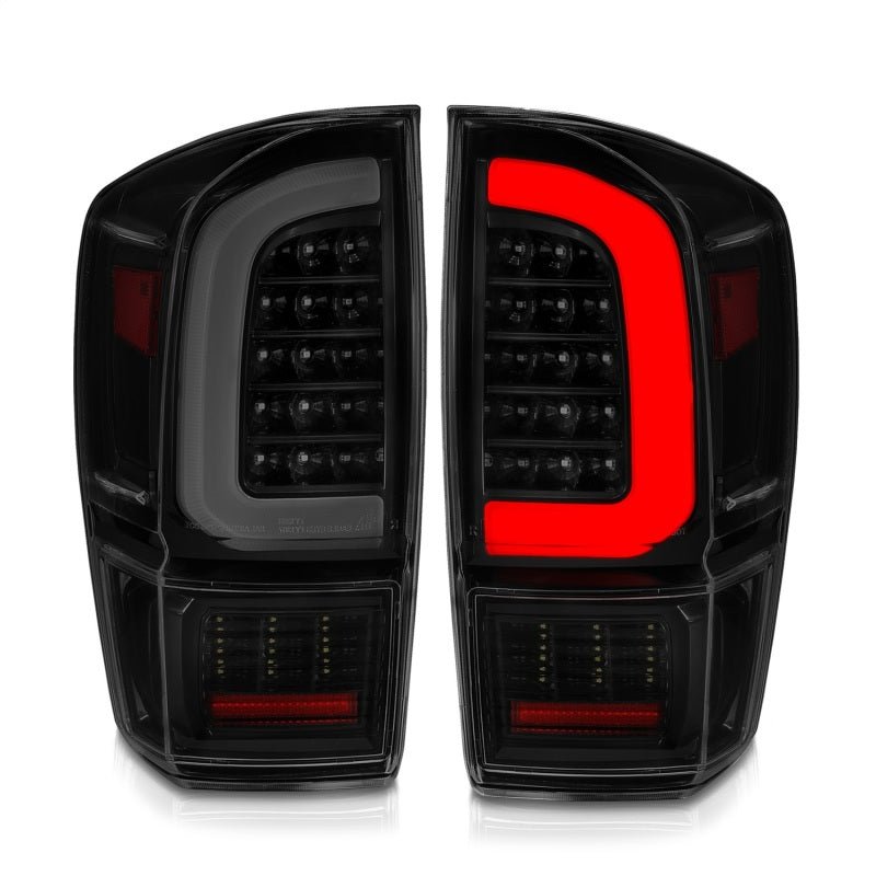 ANZO 16-21 Toyota Tacoma LED Tail Lights - w/ Light Bar Sequential Black Housing & Smoke Lens - Black Ops Auto Works