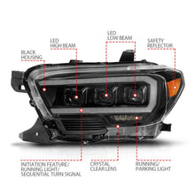 Load image into Gallery viewer, ANZO 16-22 Toyota Tacoma LED Projector Headlights w/ Light Bar Sequential Black Housing w/Initiation ANZO ANZ111563
