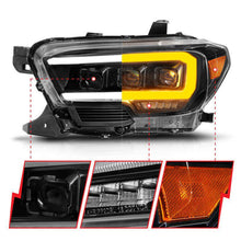 Load image into Gallery viewer, ANZO 16-22 Toyota Tacoma LED Projector Headlights w/ Light Bar Sequential Black Housing w/Initiation ANZO ANZ111563