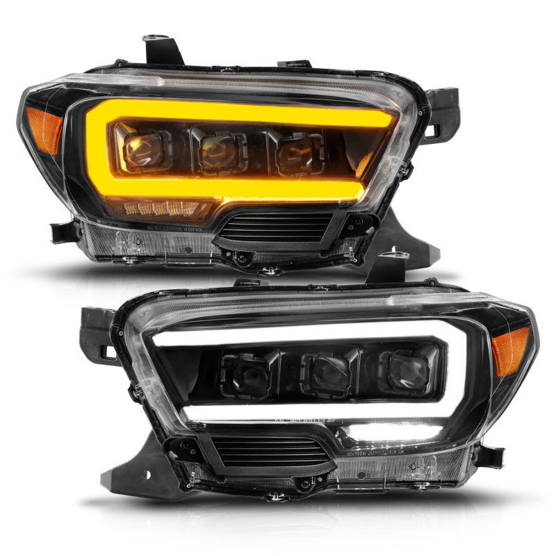 ANZO 16-22 Toyota Tacoma LED Projector Headlights w/ Light Bar Sequential Black Housing w/Initiation - Black Ops Auto Works