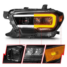 Load image into Gallery viewer, ANZO 16-22 Toyota Tacoma SR/SR5 ONLY Full LED Proj Headlights w/Light Bar Seq. Blk w/Initiation Lgt ANZO ANZ111562