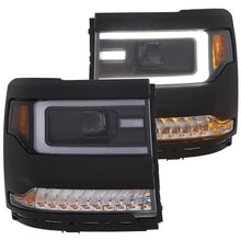 Load image into Gallery viewer, ANZO 16+ Chevy Silverado 1500 Projector Headlights Plank Style Black w/Amber/Sequential Turn Signal ANZO ANZ111375