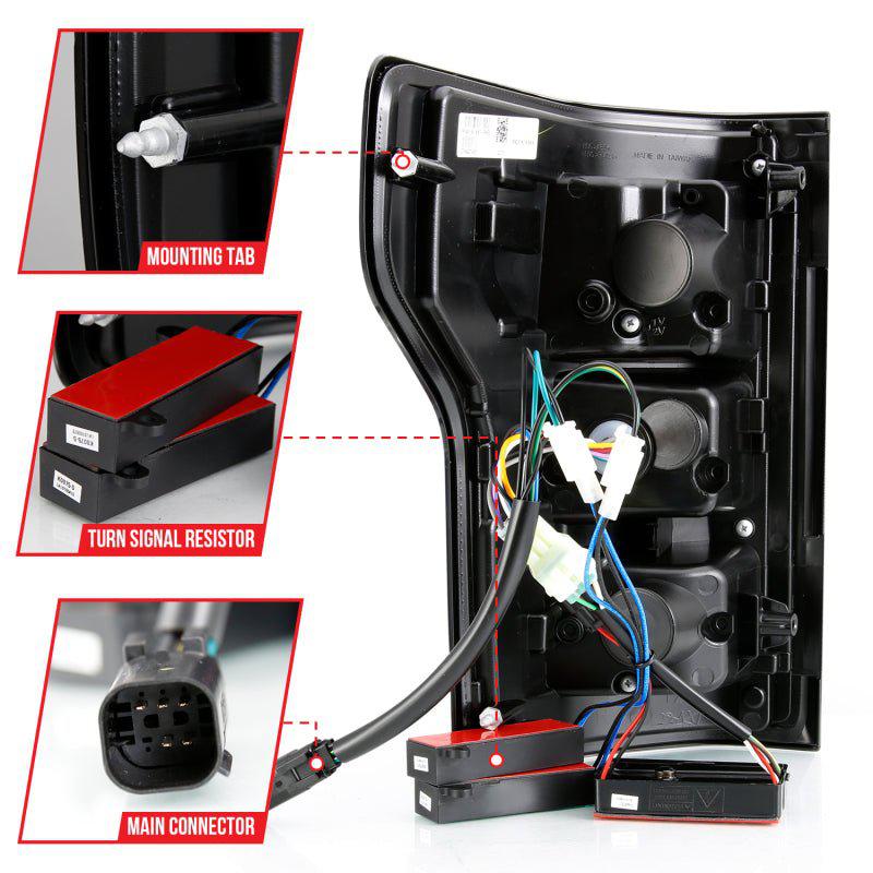 ANZO 18-19 Ford F-150 LED Taillight Black Housing Clear Lens Red Light Bar W/Sequential ANZO ANZ311314