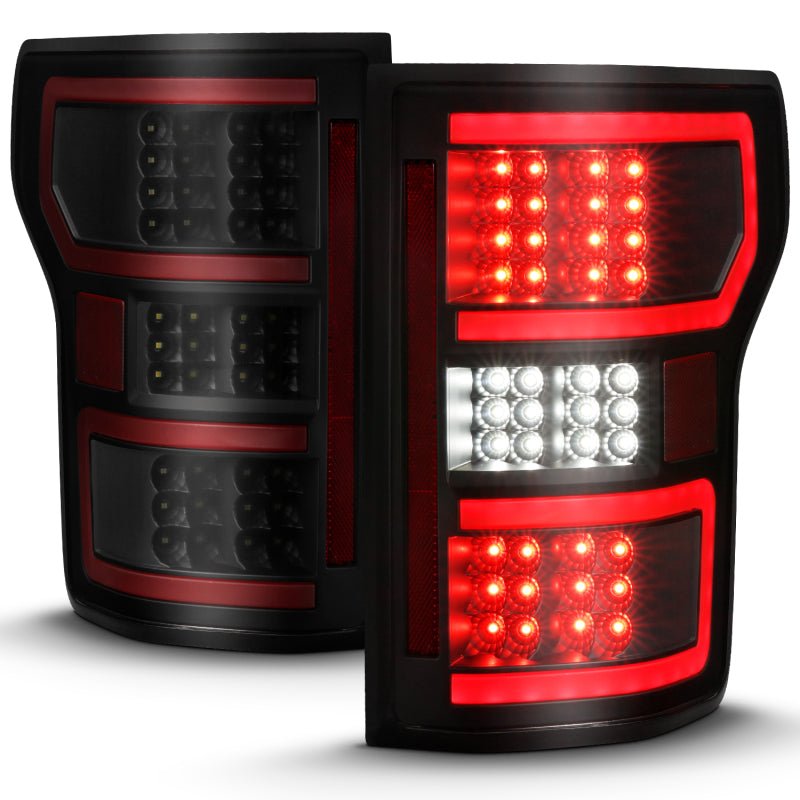 ANZO 18-19 Ford F-150 LED Taillight Black Housing Clear Lens Red Light Bar W/Sequential ANZO ANZ311314