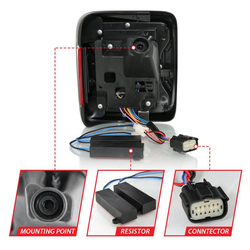 ANZO 18-19 Jeep Wrangler JL LED Taillights Black ANZO ANZ311295
