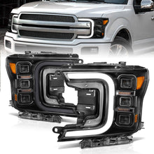 Load image into Gallery viewer, Anzo 18-20 Ford F-150 Full Led Projector Smoke Bar Style Headlights Black Amber ANZO ANZ111520