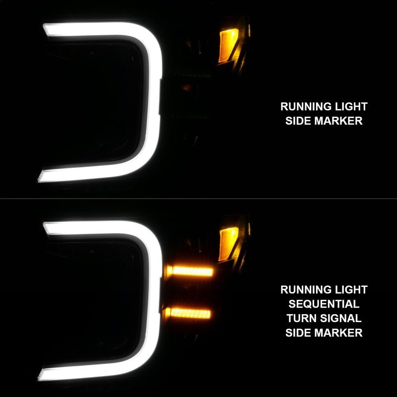 Anzo 18-20 Ford F-150 Full Led Projector Smoke Bar Style Headlights Black Amber ANZO ANZ111520