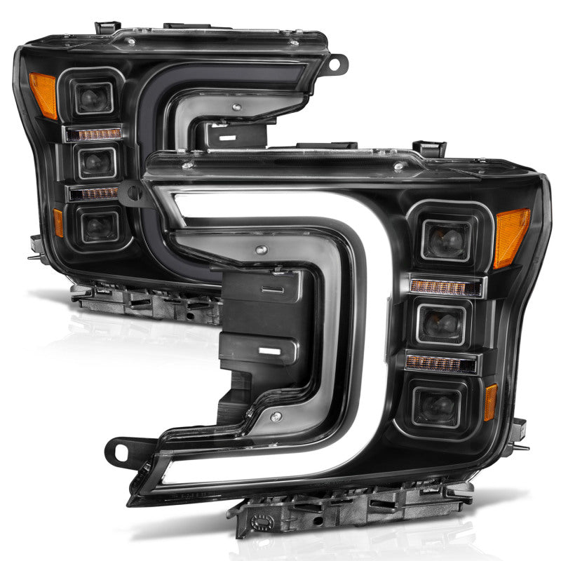 Anzo 18-20 Ford F-150 Full Led Projector Smoke Bar Style Headlights Black Amber ANZO ANZ111520