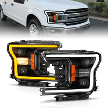 Load image into Gallery viewer, ANZO 18-20 Ford F-150 (w/o Fctry LED) Full LED Proj Headlights w/Light Bar Swtchbk Seq. Black w/Init ANZO ANZ111570