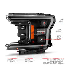Load image into Gallery viewer, ANZO 18-20 Ford F-150 (w/o Fctry LED) Full LED Proj Headlights w/Light Bar Swtchbk Seq. Black w/Init ANZO ANZ111570