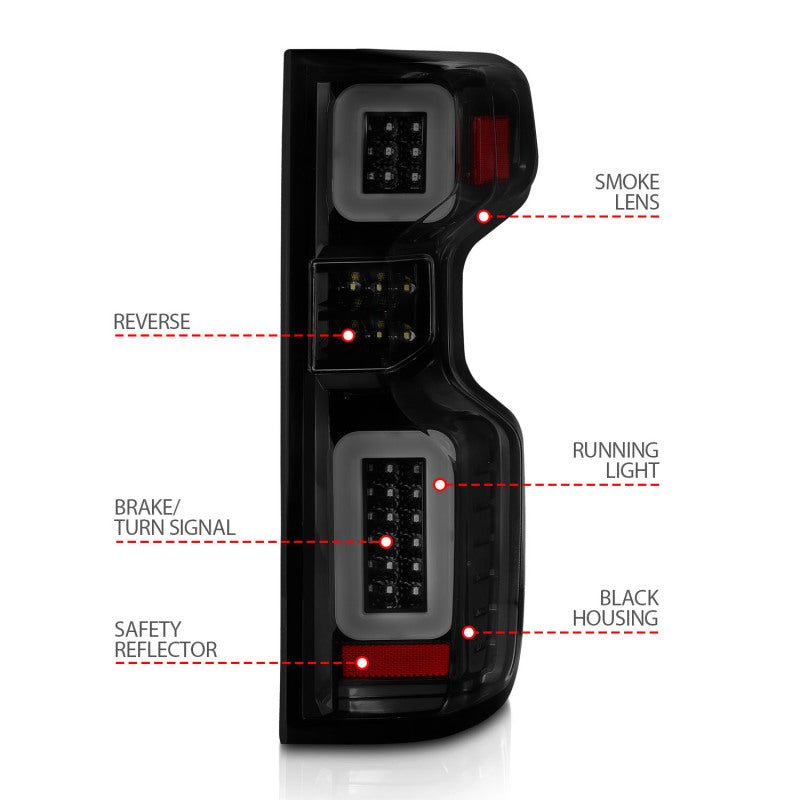 Anzo 19-21 Chevy Silverado Full LED Tailights Black Housing Smoke Lens G2 (w/C Light Bars) ANZO ANZ311415