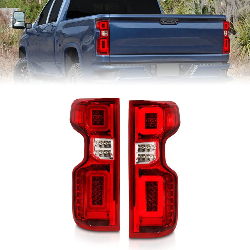 Anzo 19-21 Chevy Silverado Work Truck Full LED Tailights Chrome Housing Red Lens G2(w/C Light Bars) ANZO ANZ311419