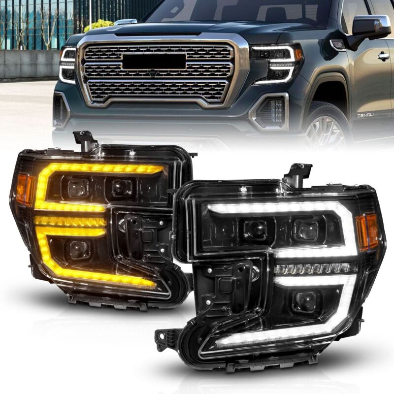 Anzo 19-21 GMC Sierra 1500 LED Projector Headlight w/Switchback+Sequential - Black ANZO ANZ111600